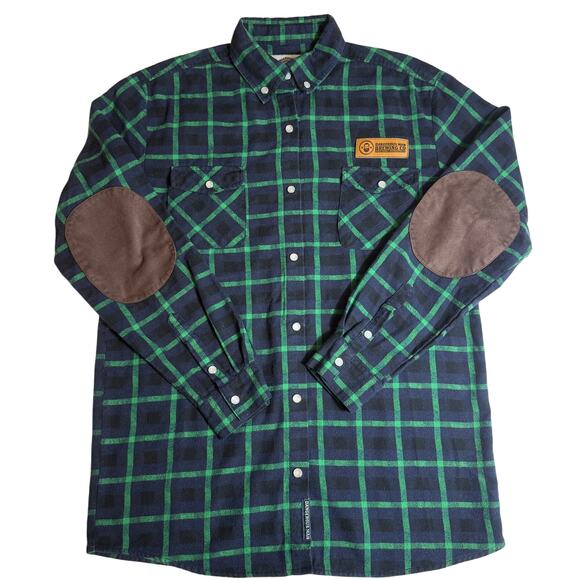 Dangerous Man Brewery Company Other - Dangerous Man Brewing Company Men Flannel Shirt Elbow Patch Pearl Bottons Size M